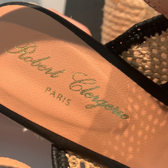 Robert Clergerie Raffia & Leather Drastik Wedge Heels Size 37.5 - Picture 9 of 11